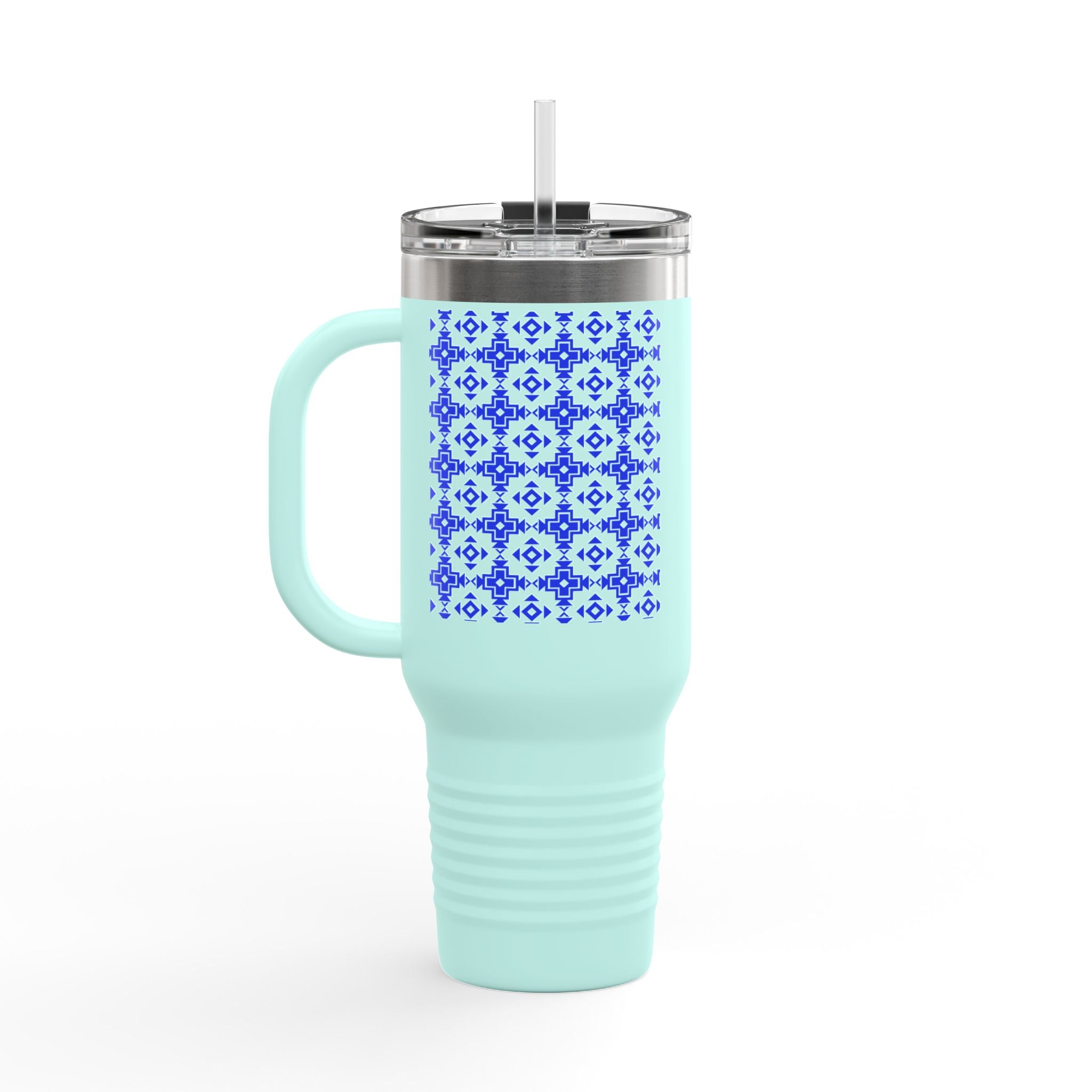 Blue Floral Insulated Travel Mug, 40oz - Active Lifestyles & Outdoor Adventures