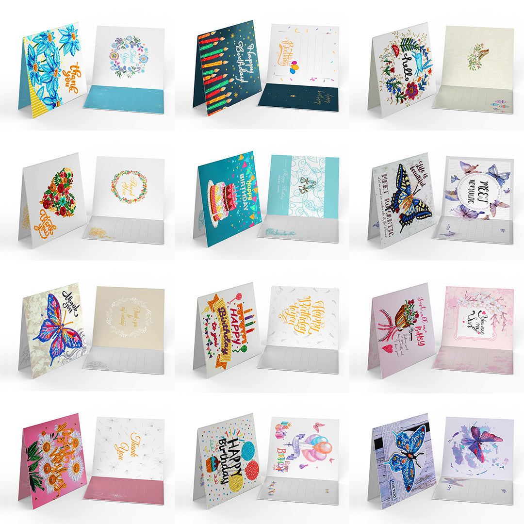 Birthday Card Thank You Card DIY Dot Diamond Blessing Card 5D Diamond Painting