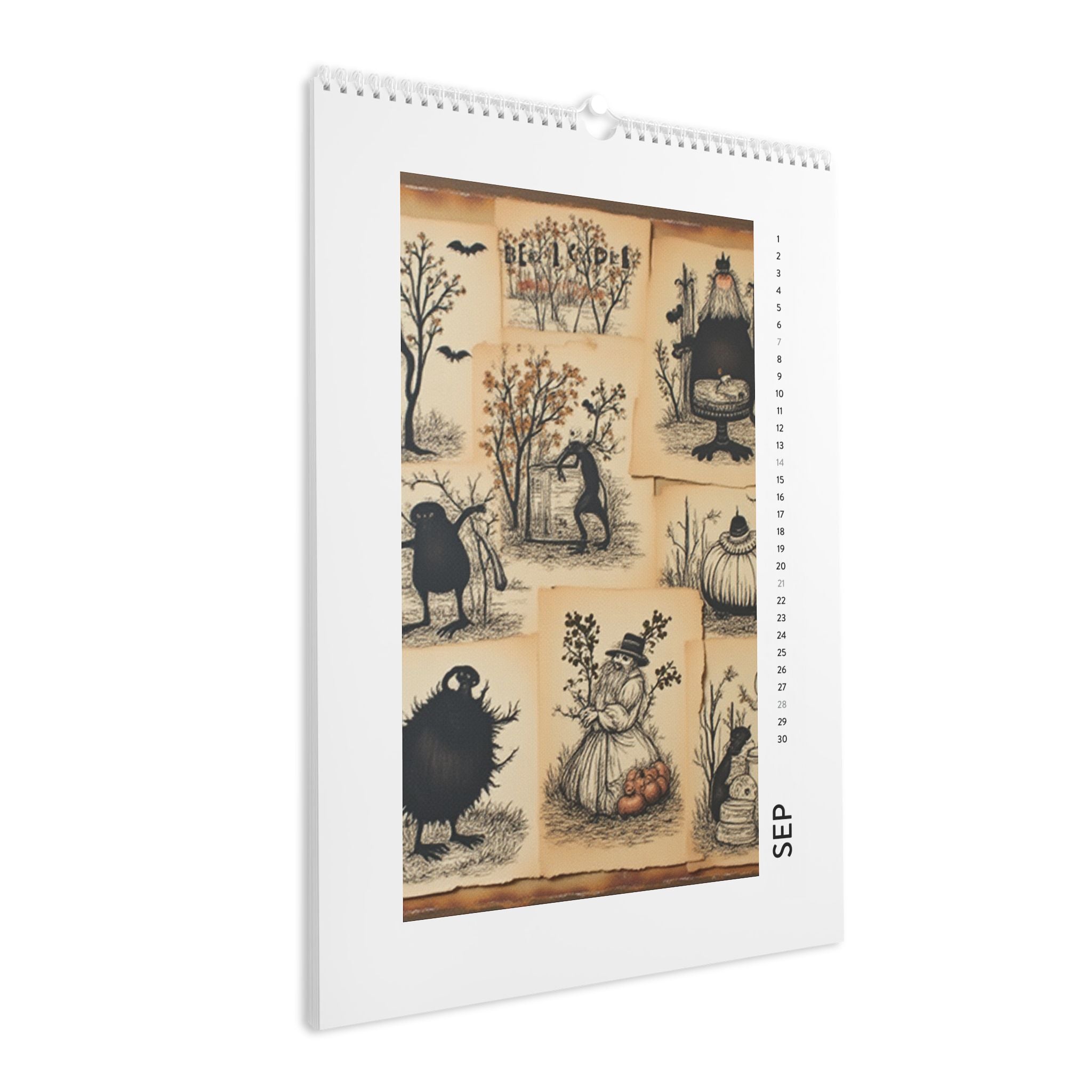 Wall Calendar 2025 - Spooky Art Halloween Decor Monthly Planner Yearly Holiday Gift