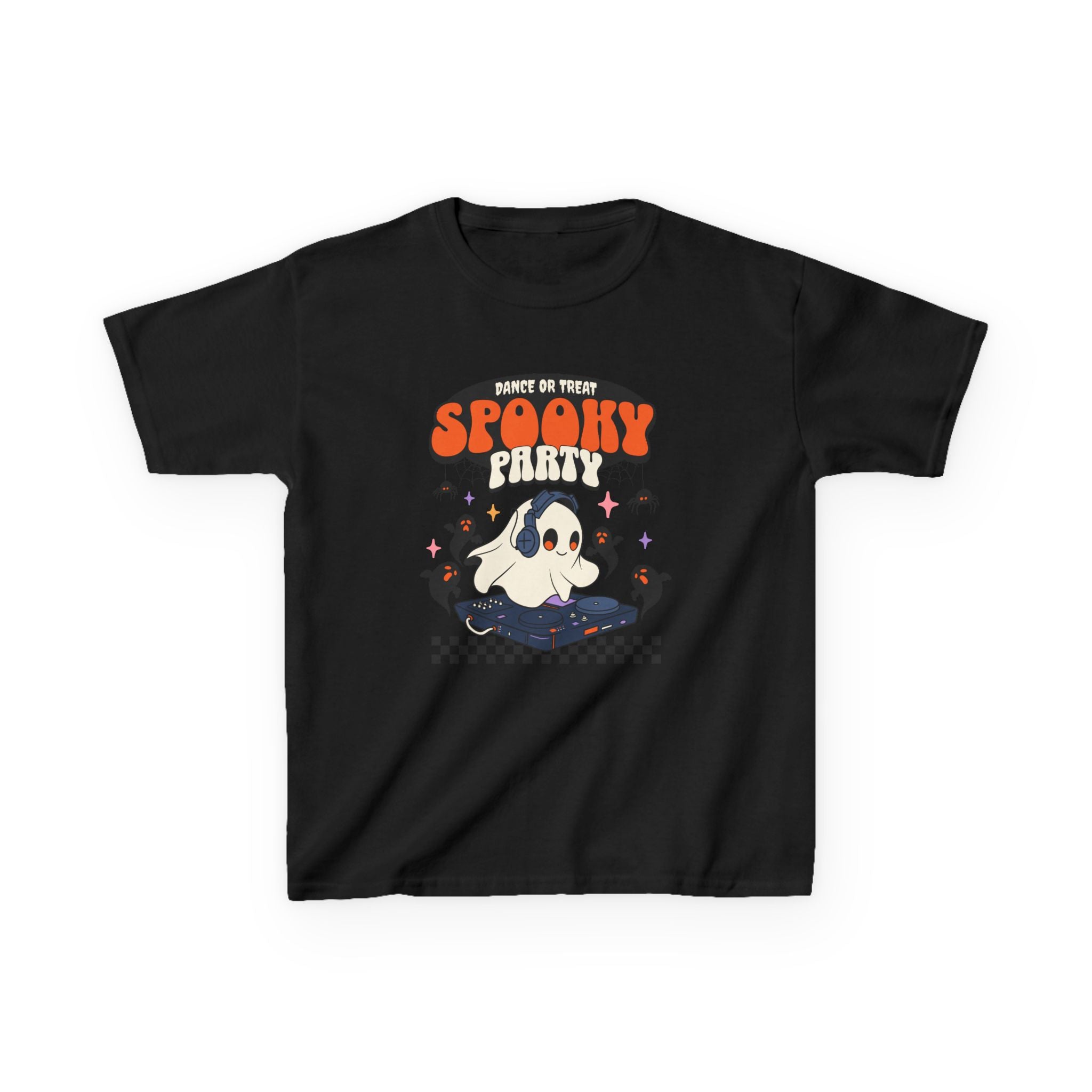 Spooky Party Kids Tee, Fun Halloween Shirt, Ghost Theme Tee for Kids, Festive Halloween Apparel, Trick or Treat Tee