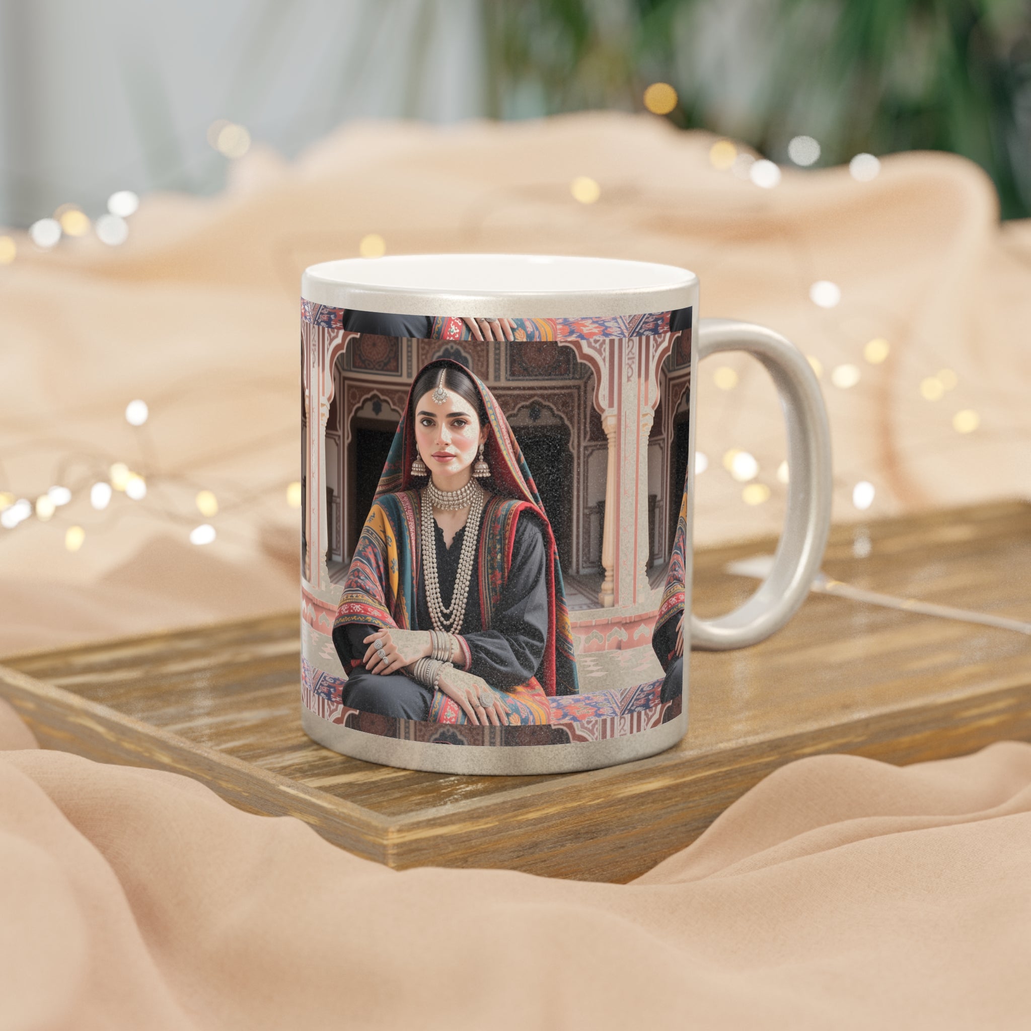 Black Ceramic Mug with Sindhi Lad Artwork – Heritage Collection