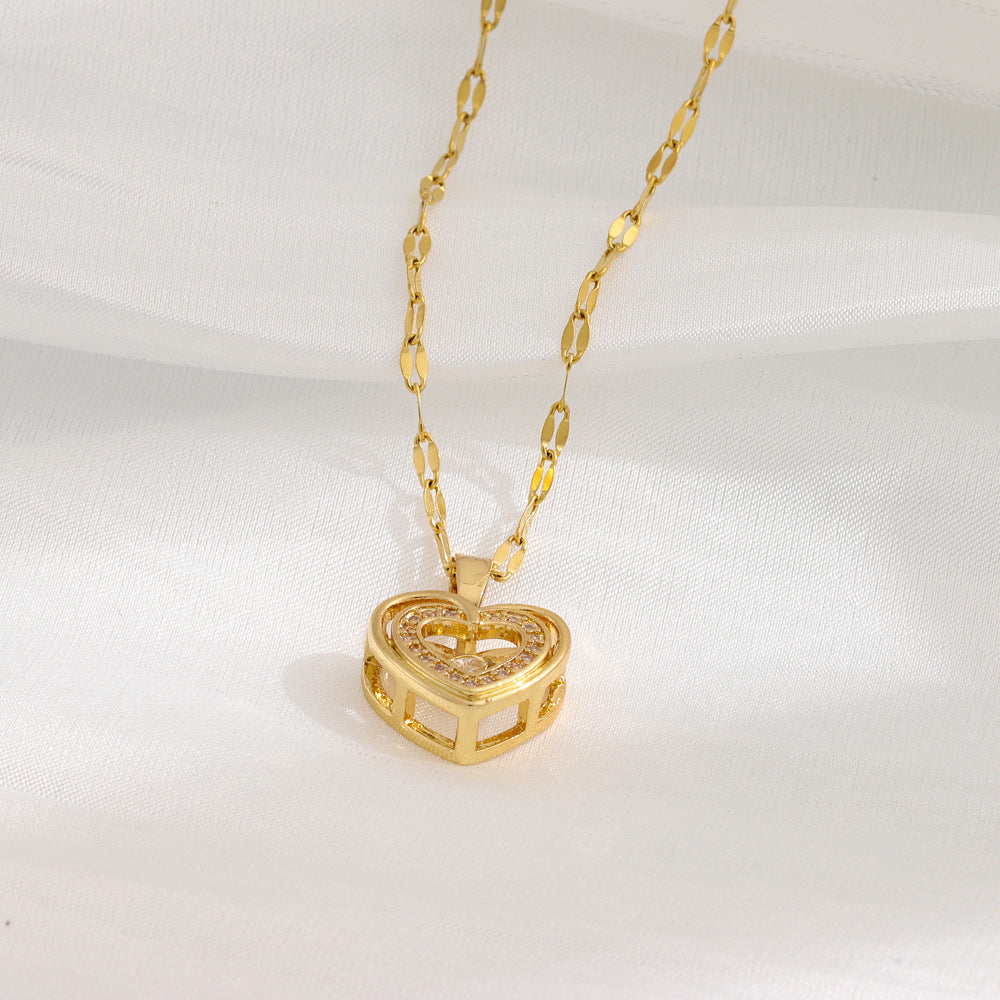 Double Layer Heart Necklace – Rhinestone Love Pendant for Women/ JiJalMaa