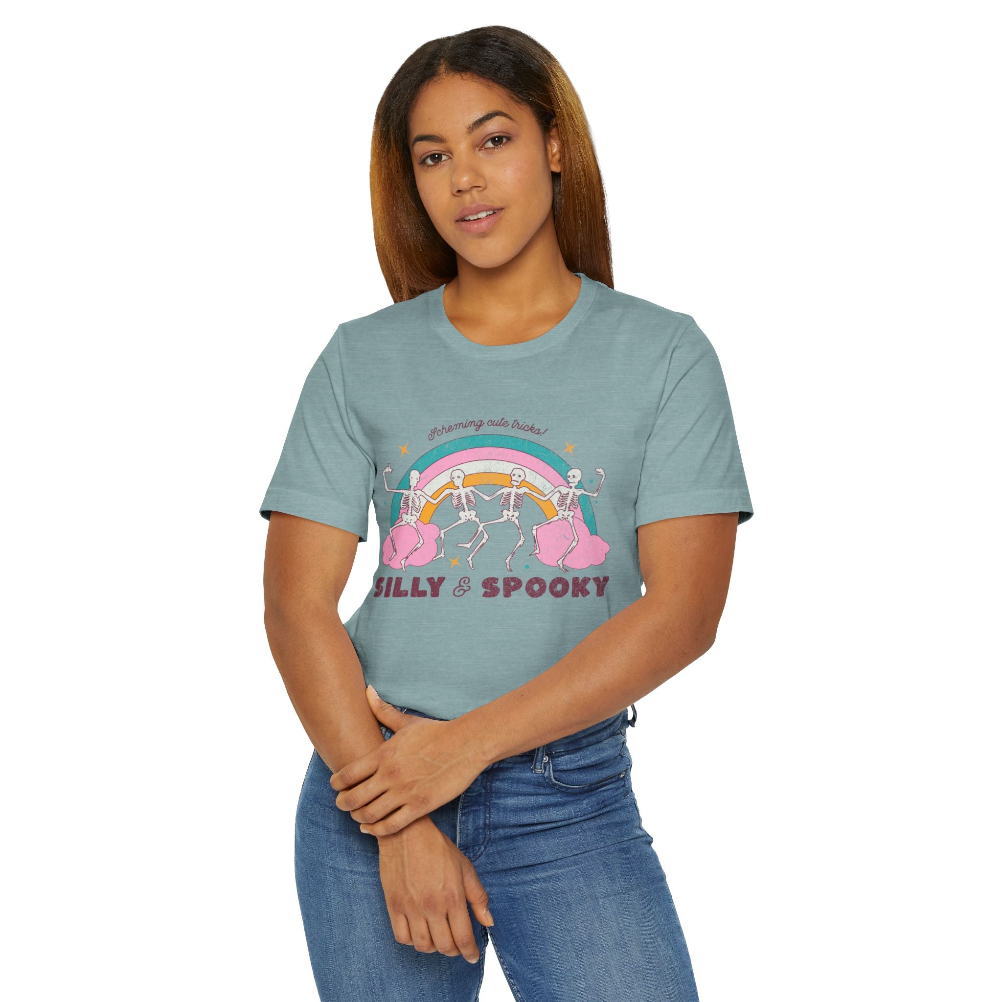 Silly & Spooky Unisex Jersey T-Shirt, Fun Halloween Tee, October Fest Shirt, Casual Spooky Wear, Halloween Party Attire, Unique Graphic Tee