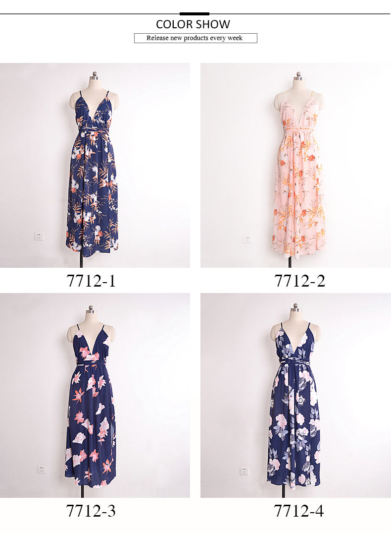 V-Neck Halter Bandage Beach Dress