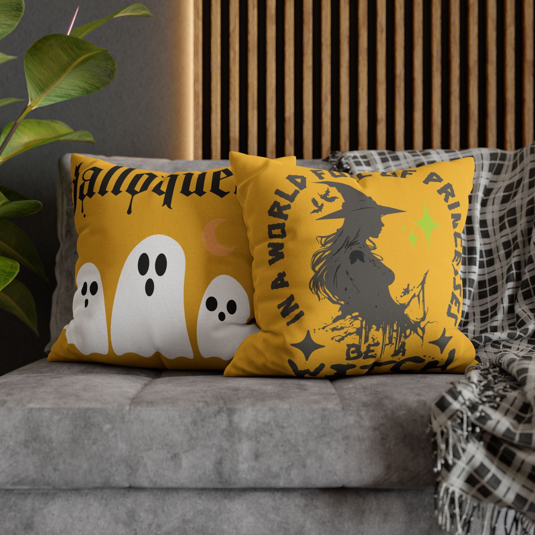 Square Pillowcase - Witchy Vibes, Halloween Home Decor, Cozy Bedroom Accent