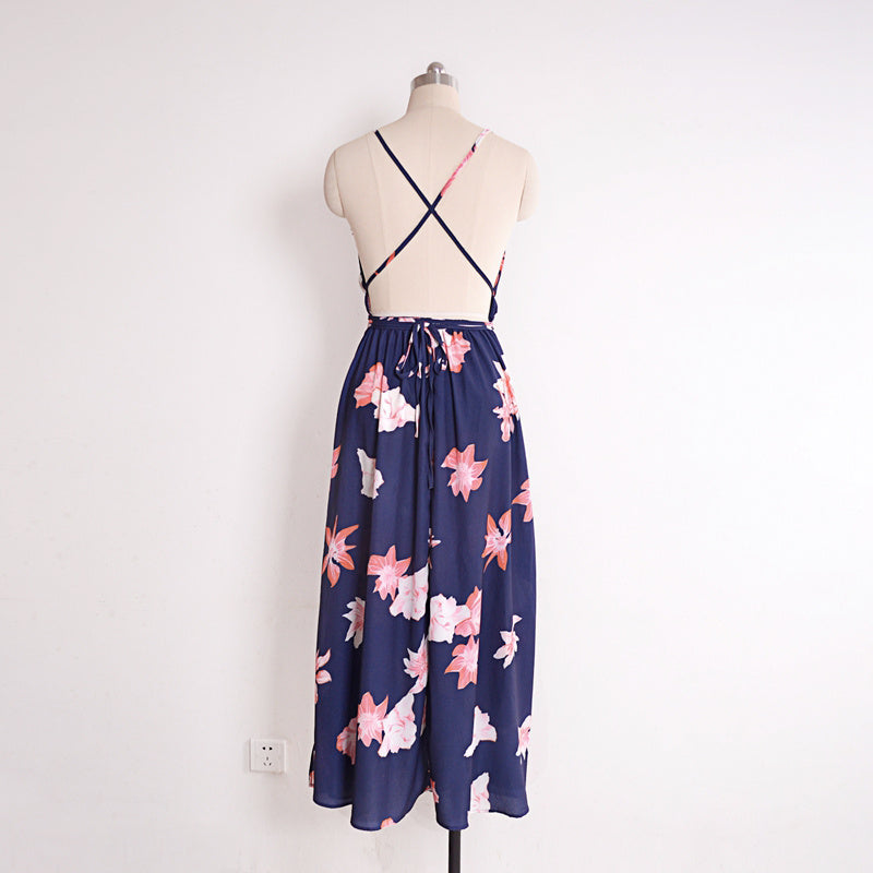 V-Neck Halter Bandage Beach Dress