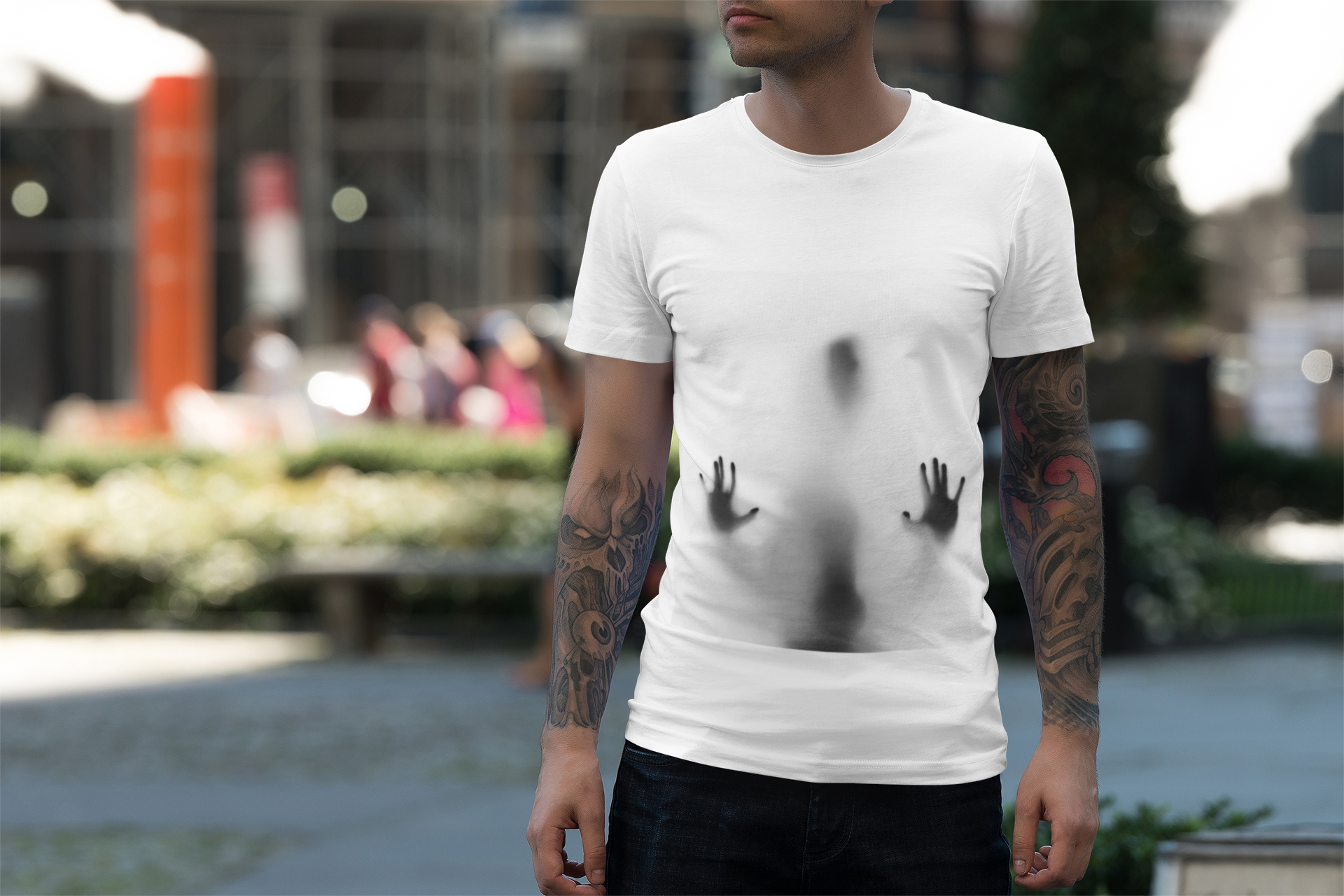 Eerie Vibes Crewneck Sweatshirt - Unisex Ghostly Design Apparel for Halloween