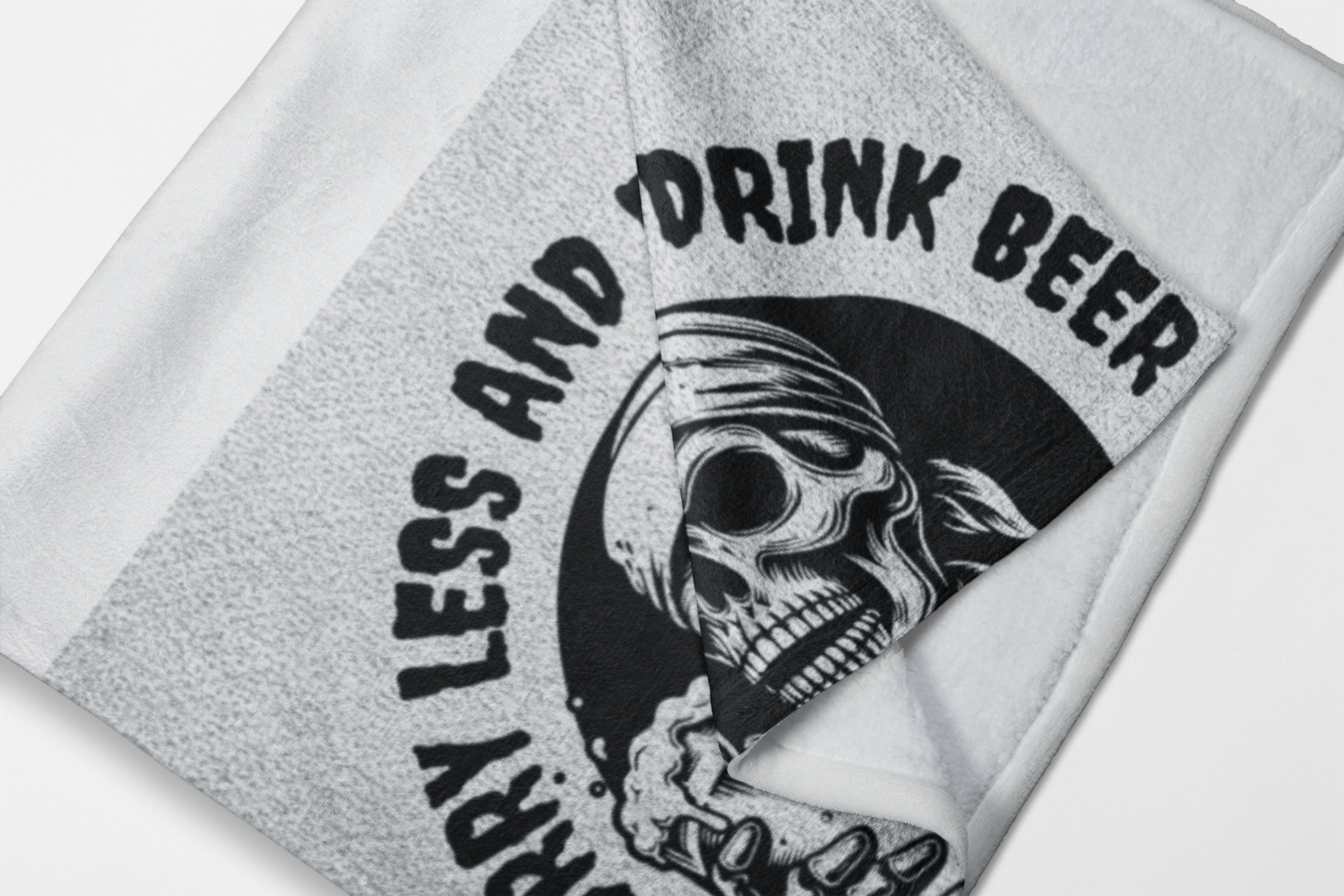 Woven Blanket - Skull-Themed Worry Less Drink Beer - Cozy Home Decor Unique Gift for Beer Lovers Halloween Parties Bars