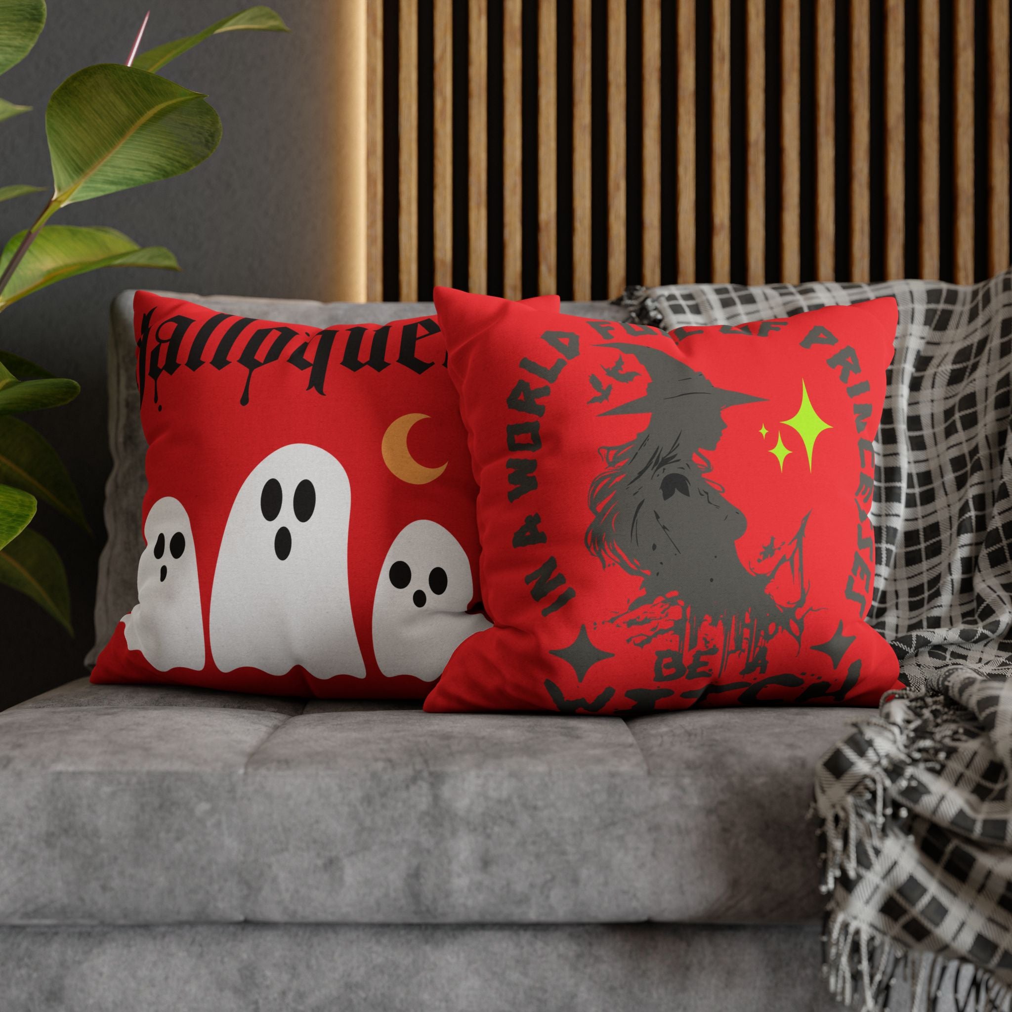 Square Pillowcase - Witchy Vibes, Halloween Home Decor, Cozy Bedroom Accent