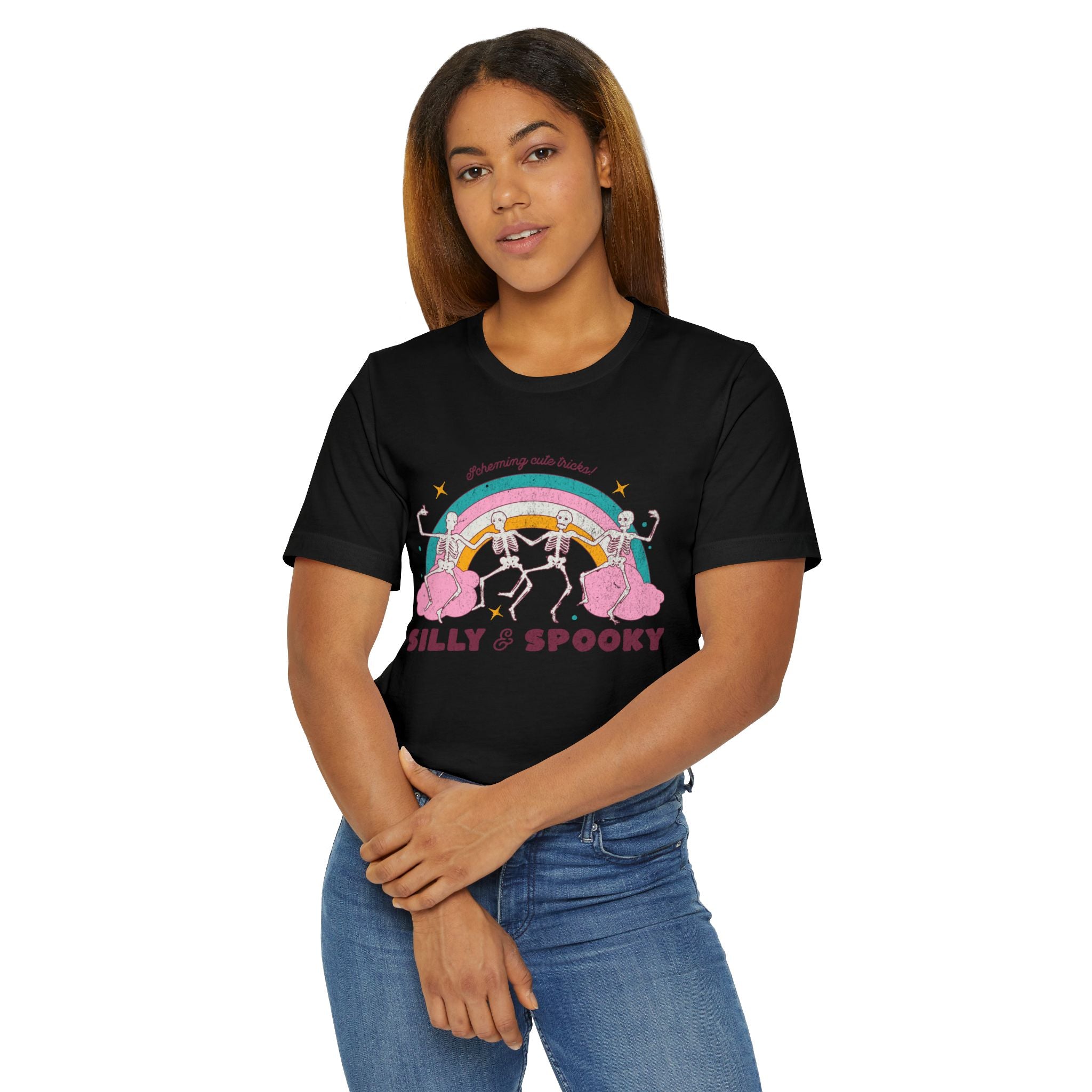 Silly & Spooky Unisex Jersey T-Shirt, Fun Halloween Tee, October Fest Shirt, Casual Spooky Wear, Halloween Party Attire, Unique Graphic Tee