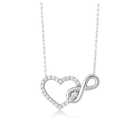 Sterling Silver Double Circle Necklace – Linked Rings Pendant Gift for Her