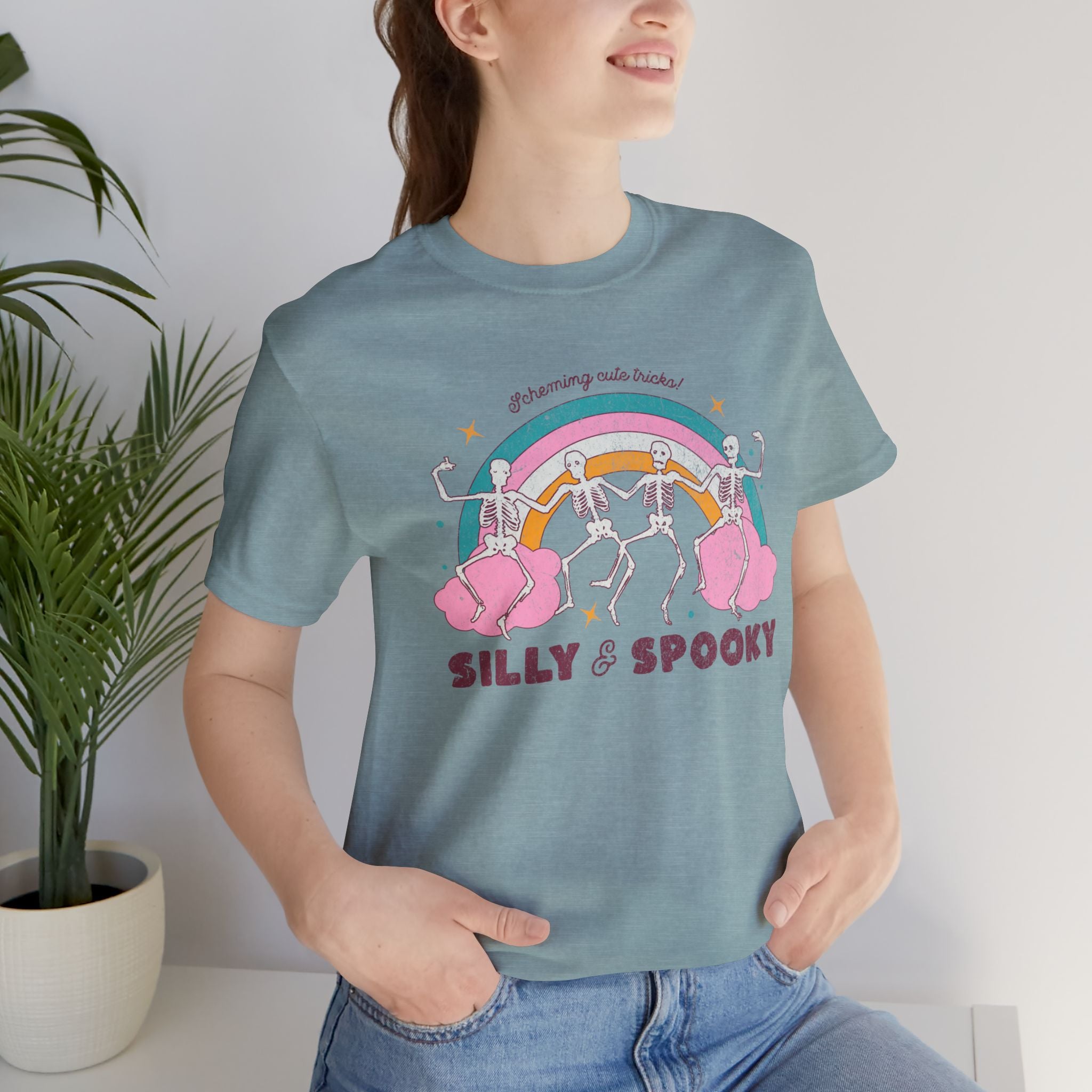 Silly & Spooky Unisex Jersey T-Shirt, Fun Halloween Tee, October Fest Shirt, Casual Spooky Wear, Halloween Party Attire, Unique Graphic Tee