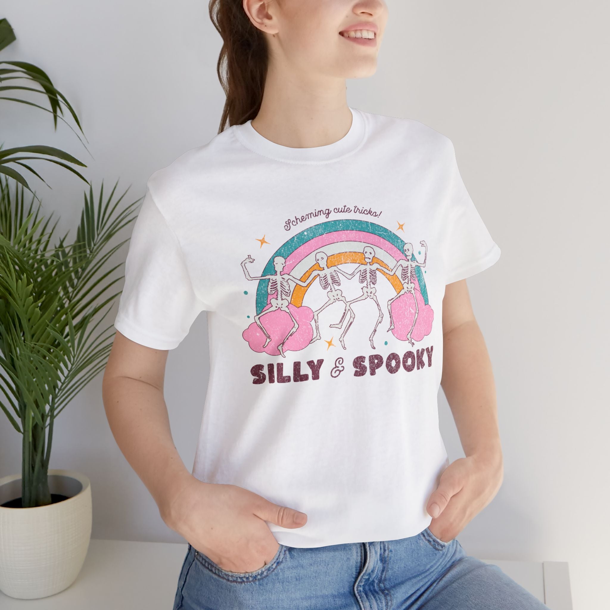 Silly & Spooky Unisex Jersey T-Shirt, Fun Halloween Tee, October Fest Shirt, Casual Spooky Wear, Halloween Party Attire, Unique Graphic Tee