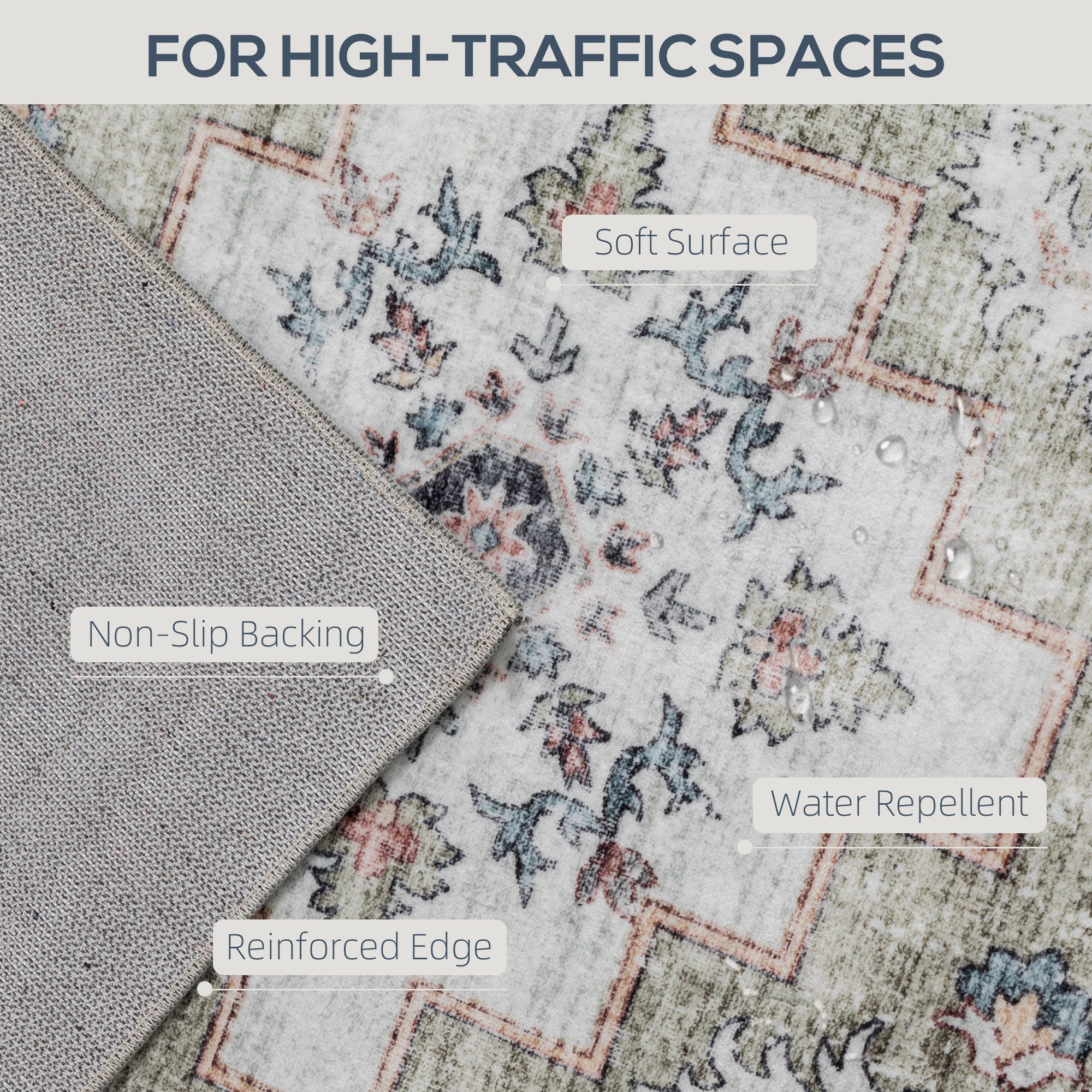 Vintage 4x6 Washable Area Rug | Non-Slip Carpet for Home