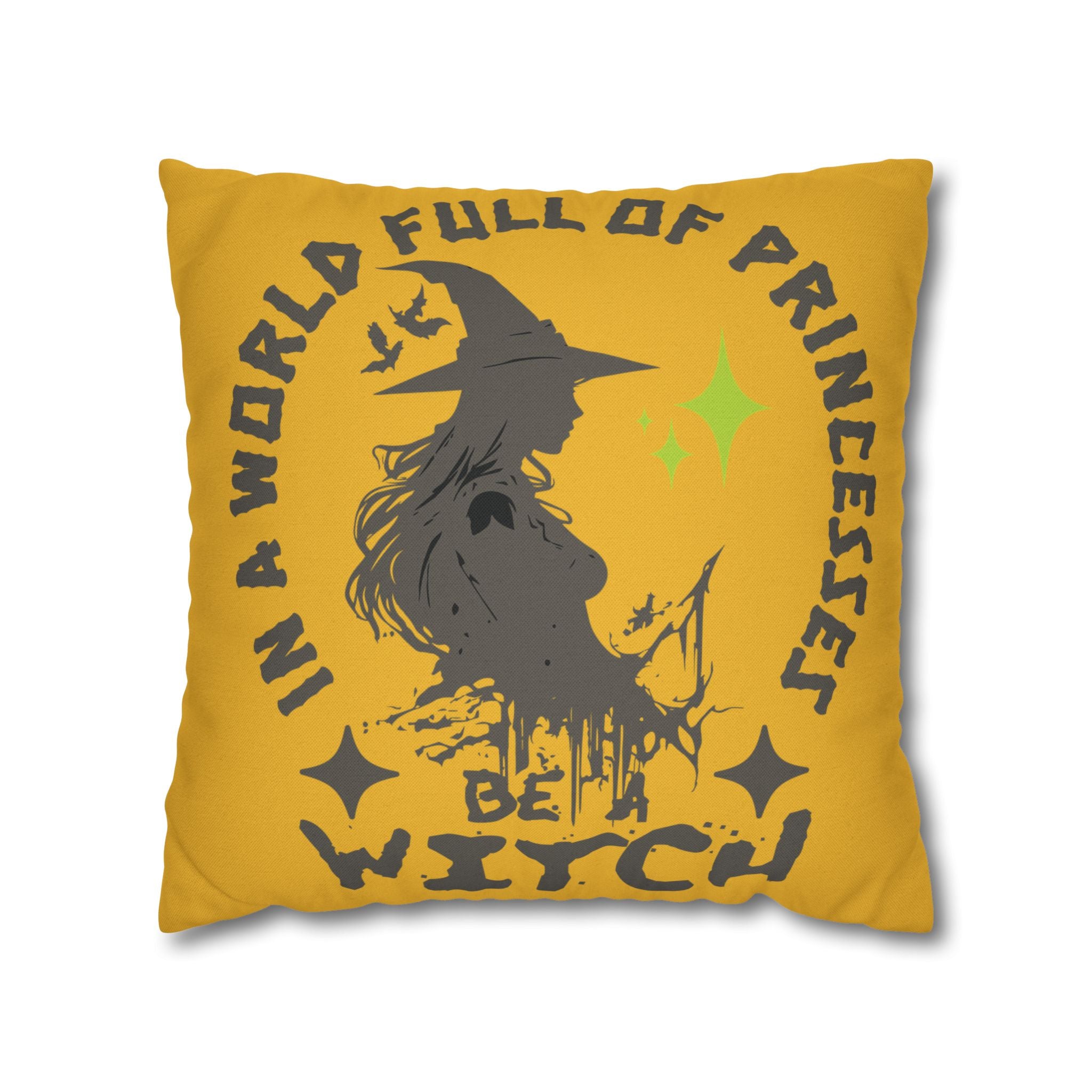 Square Pillowcase - Witchy Vibes, Halloween Home Decor, Cozy Bedroom Accent