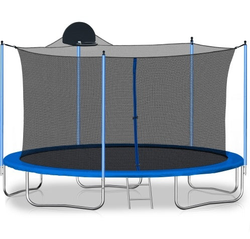 12FT Outdoor Trampoline with Basketball Hoop & Ladder