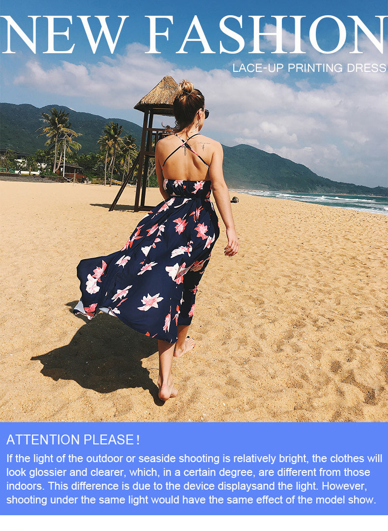 V-Neck Halter Bandage Beach Dress