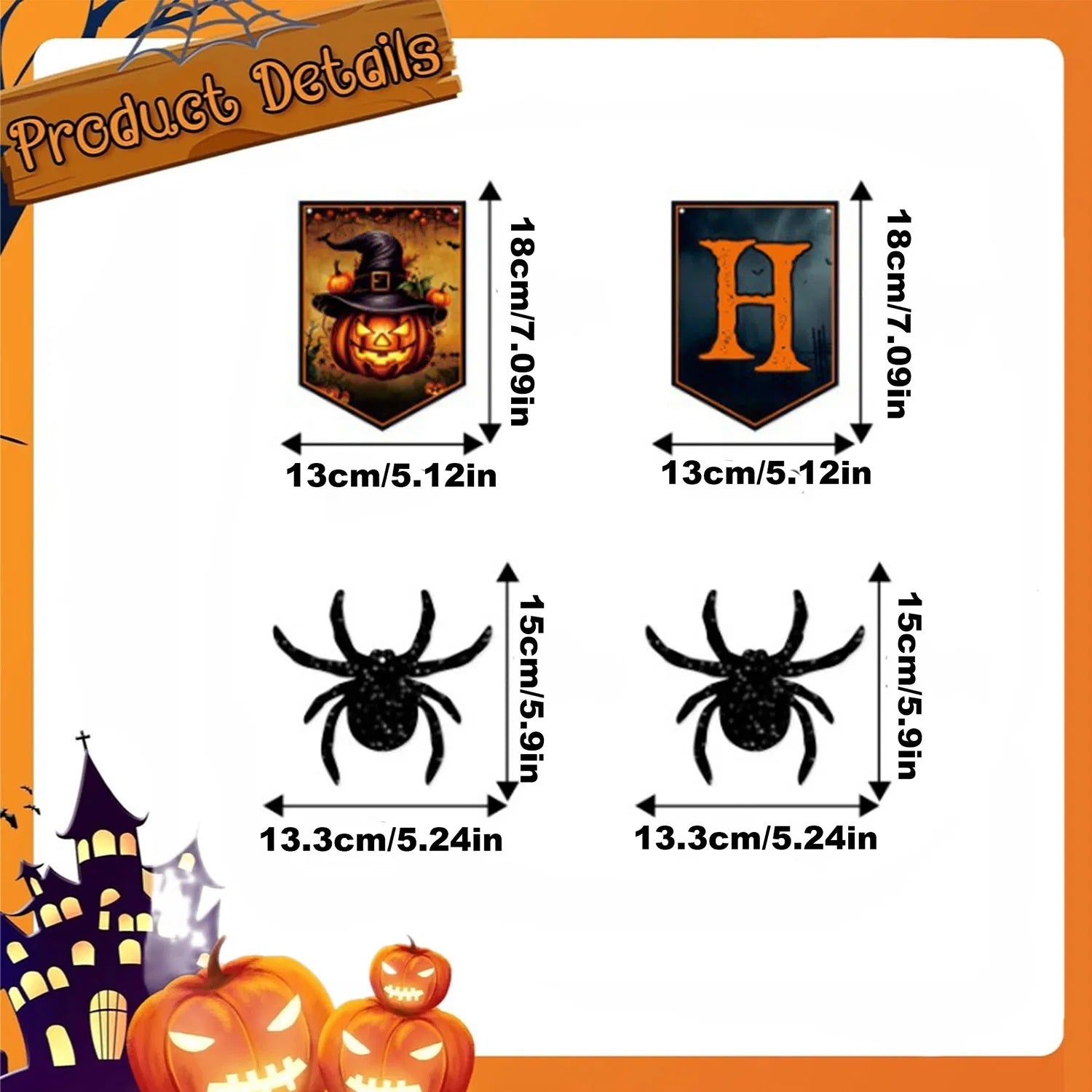Happy Halloween Banner with Hanging Spider Garland – Trick or Treat Paper Banner Party Decoration