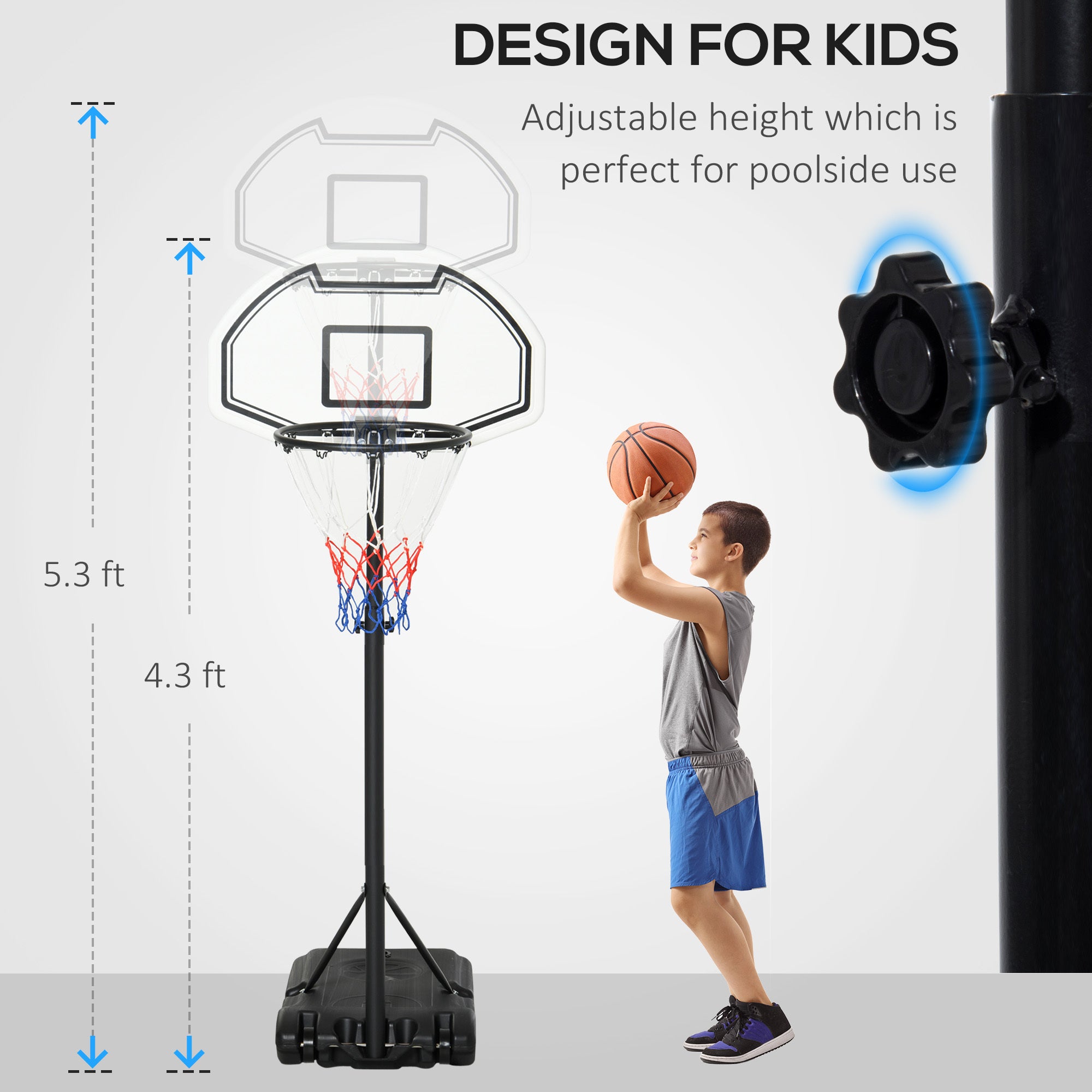 Height Adjustable Basketball Hoop, Portable Basketball Stand, 30 Backboard, Indoor Outdoor Goals Set For Kids Youth Adults