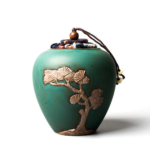 Japanese Style Hand-Painted Ceramic Tea Canister – Airtight Sealed Storage Jar for Loose Leaf Tea