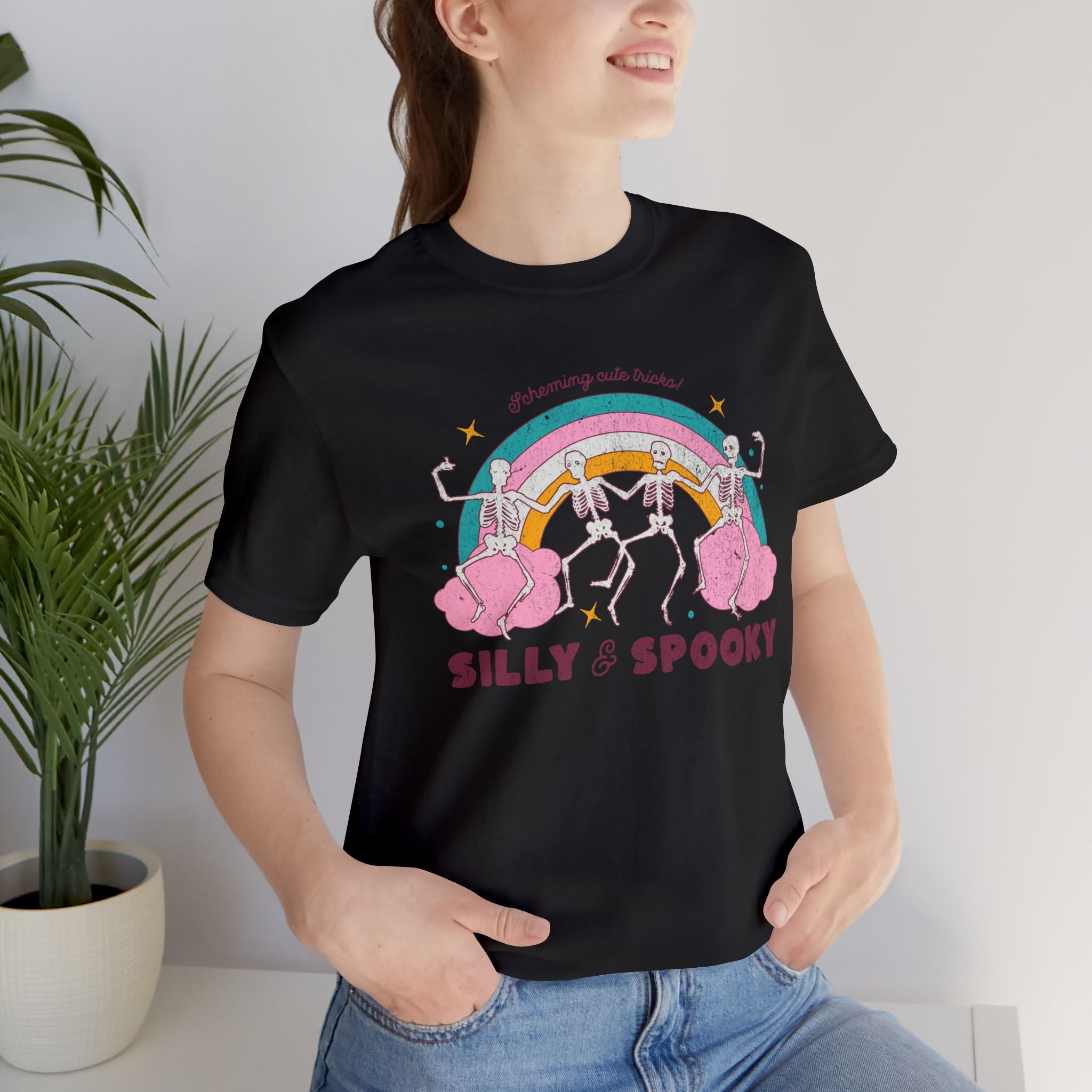 Silly & Spooky Unisex Jersey T-Shirt, Fun Halloween Tee, October Fest Shirt, Casual Spooky Wear, Halloween Party Attire, Unique Graphic Tee