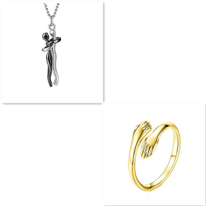 Love Hug Necklace – Romantic Couple Pendant for Men & Women