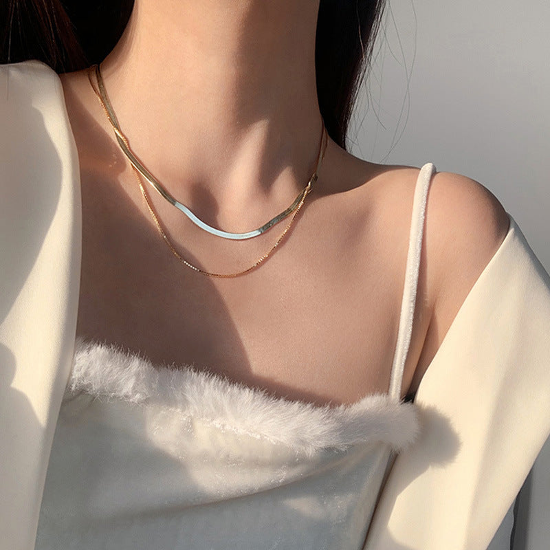 Sterling Silver Layered Snake Chain Necklace