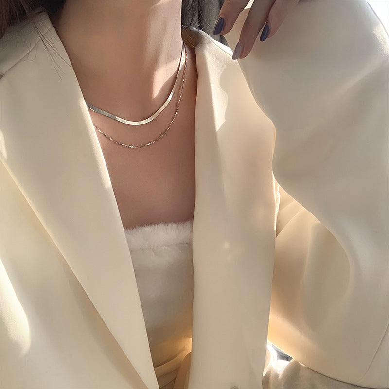 Sterling Silver Layered Snake Chain Necklace