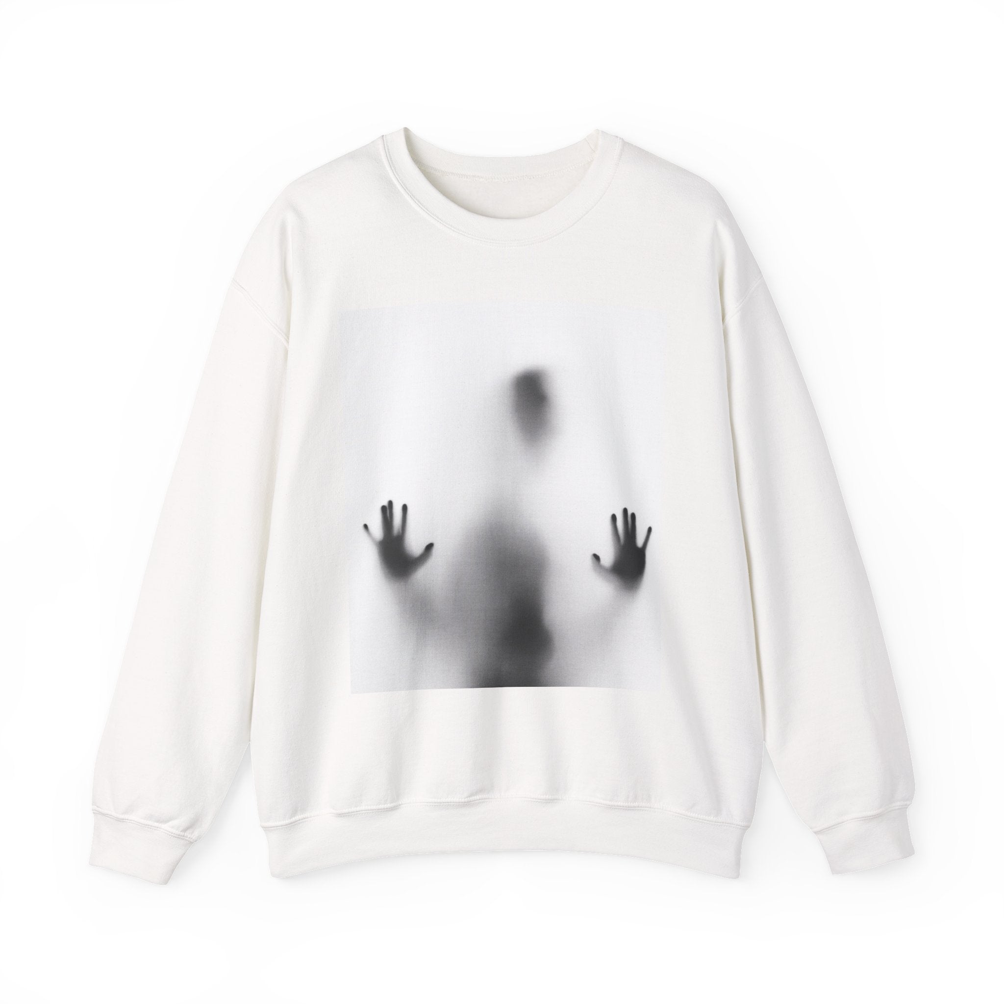 Eerie Vibes Crewneck Sweatshirt - Unisex Ghostly Design Apparel for Halloween