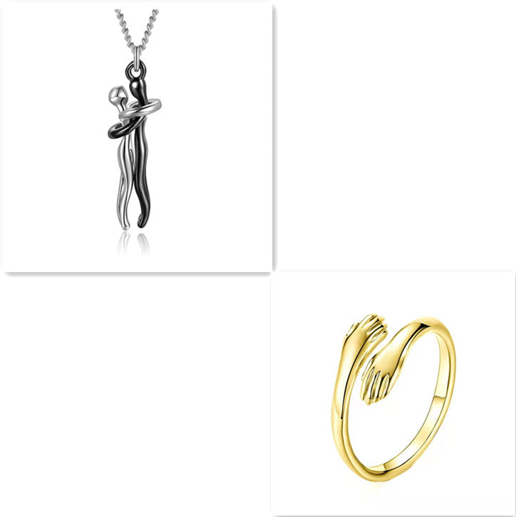 Love Hug Necklace – Romantic Couple Pendant for Men & Women