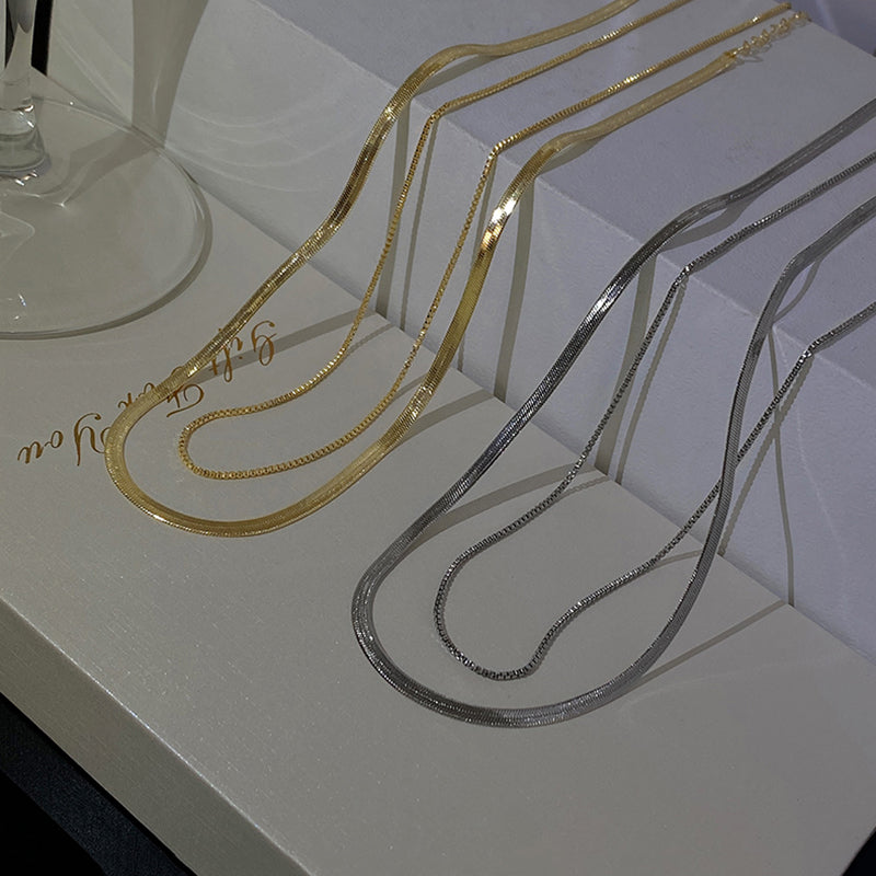 Sterling Silver Layered Snake Chain Necklace
