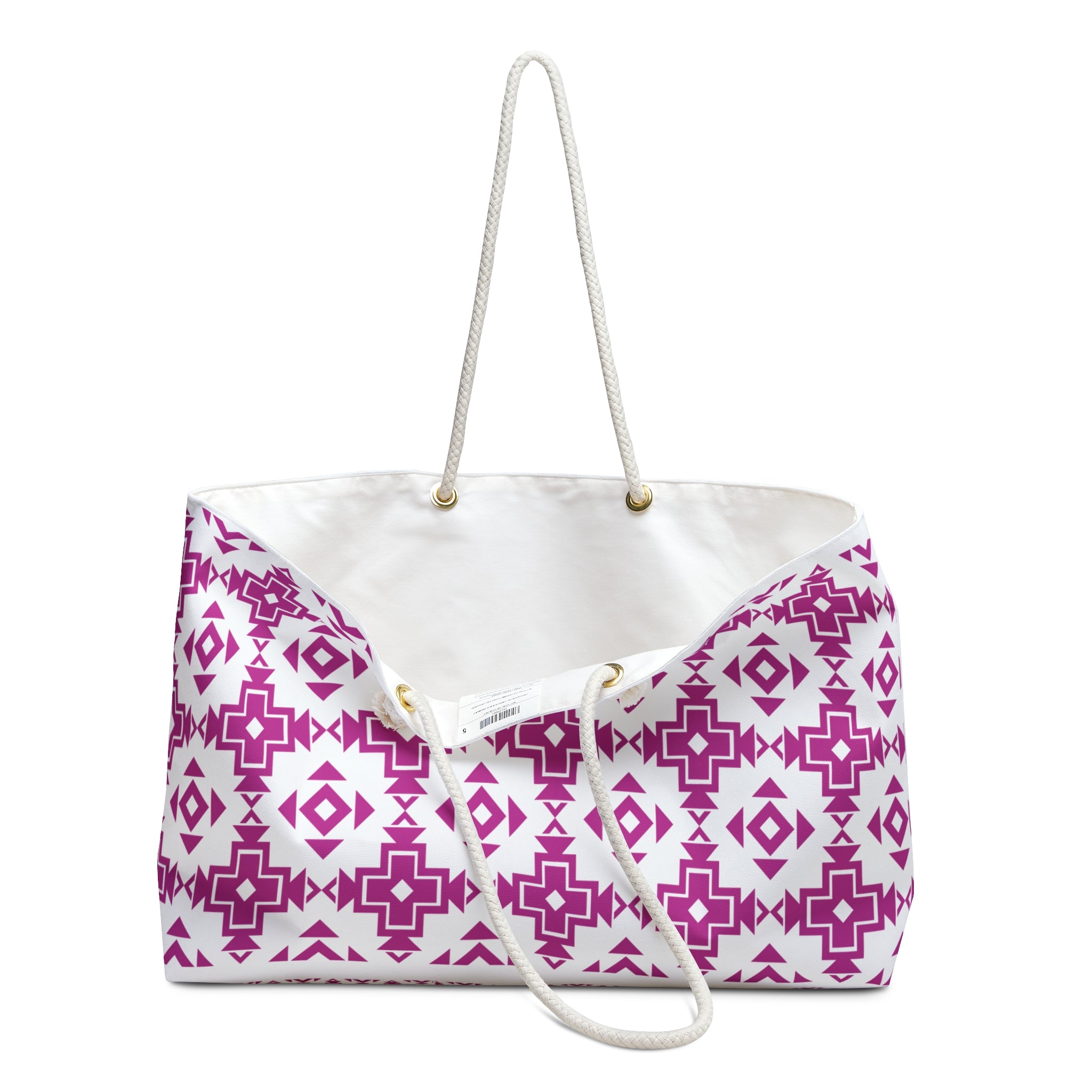 Motif Pattern Design Tote Bag – Trendy Boho Travel Bag for Beach & Vacation