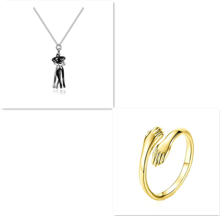 Love Hug Necklace – Romantic Couple Pendant for Men & Women