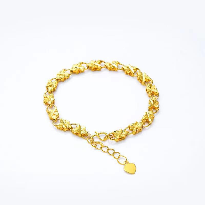 Gold-plated Lucky Clover Gift Love Heart Brass Gold-plated