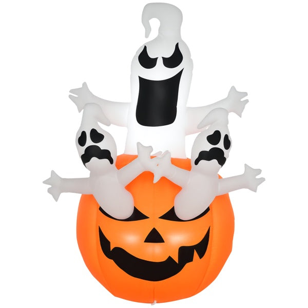 Halloween Halloween Inflatable Jack-O-Lantern with Ghosts – LED Lighted Outdoor Decoration, Scary & Eye-Catching Display