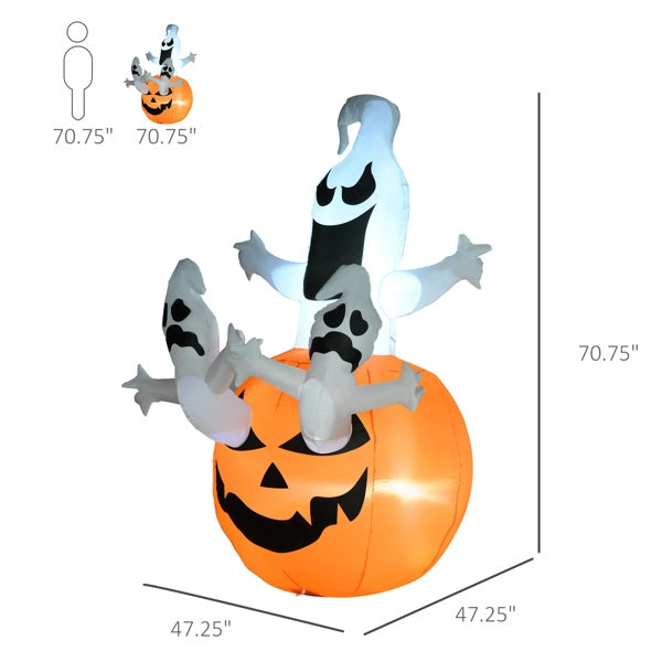 Halloween Halloween Inflatable Jack-O-Lantern with Ghosts – LED Lighted Outdoor Decoration, Scary & Eye-Catching Display