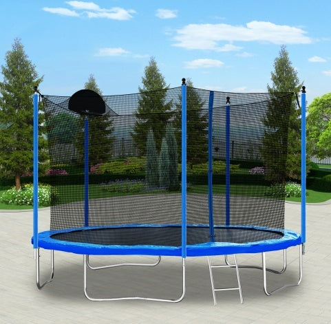 12FT Outdoor Trampoline with Basketball Hoop & Ladder
