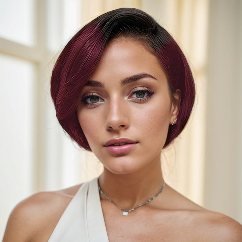 GlamPro™ Transparent Lace Human Hair Wig – Short & Wavy, No-Glue Design