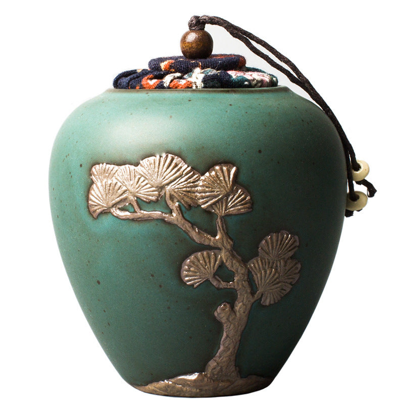 Japanese Style Hand-Painted Ceramic Tea Canister – Airtight Sealed Storage Jar for Loose Leaf Tea