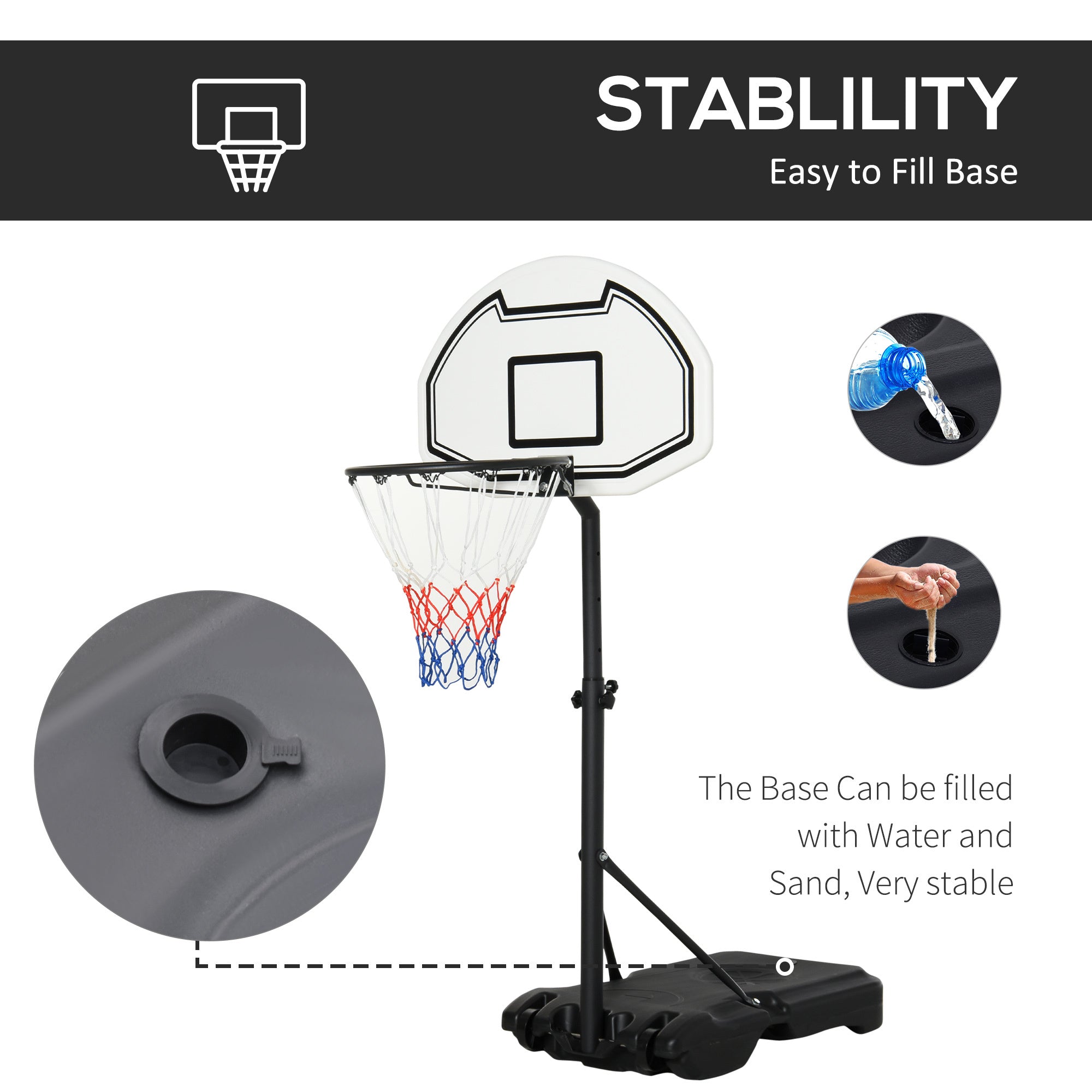 Height Adjustable Basketball Hoop, Portable Basketball Stand, 30 Backboard, Indoor Outdoor Goals Set For Kids Youth Adults