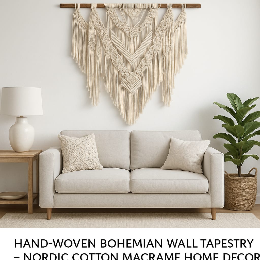 Hand-Woven Bohemian Wall Tapestry – Nordic Cotton Macrame Home Decor