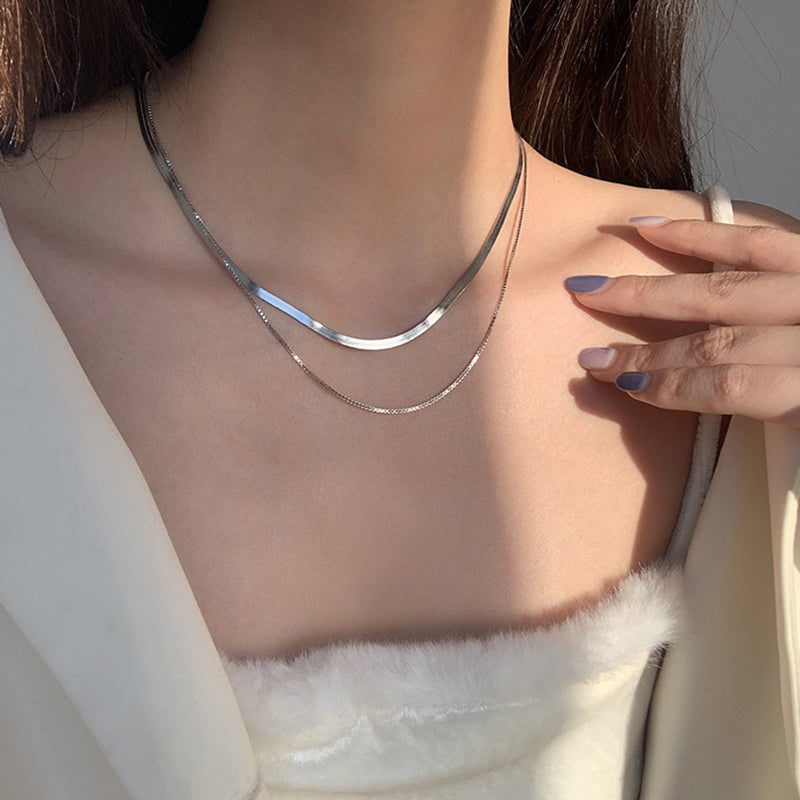 Sterling Silver Layered Snake Chain Necklace