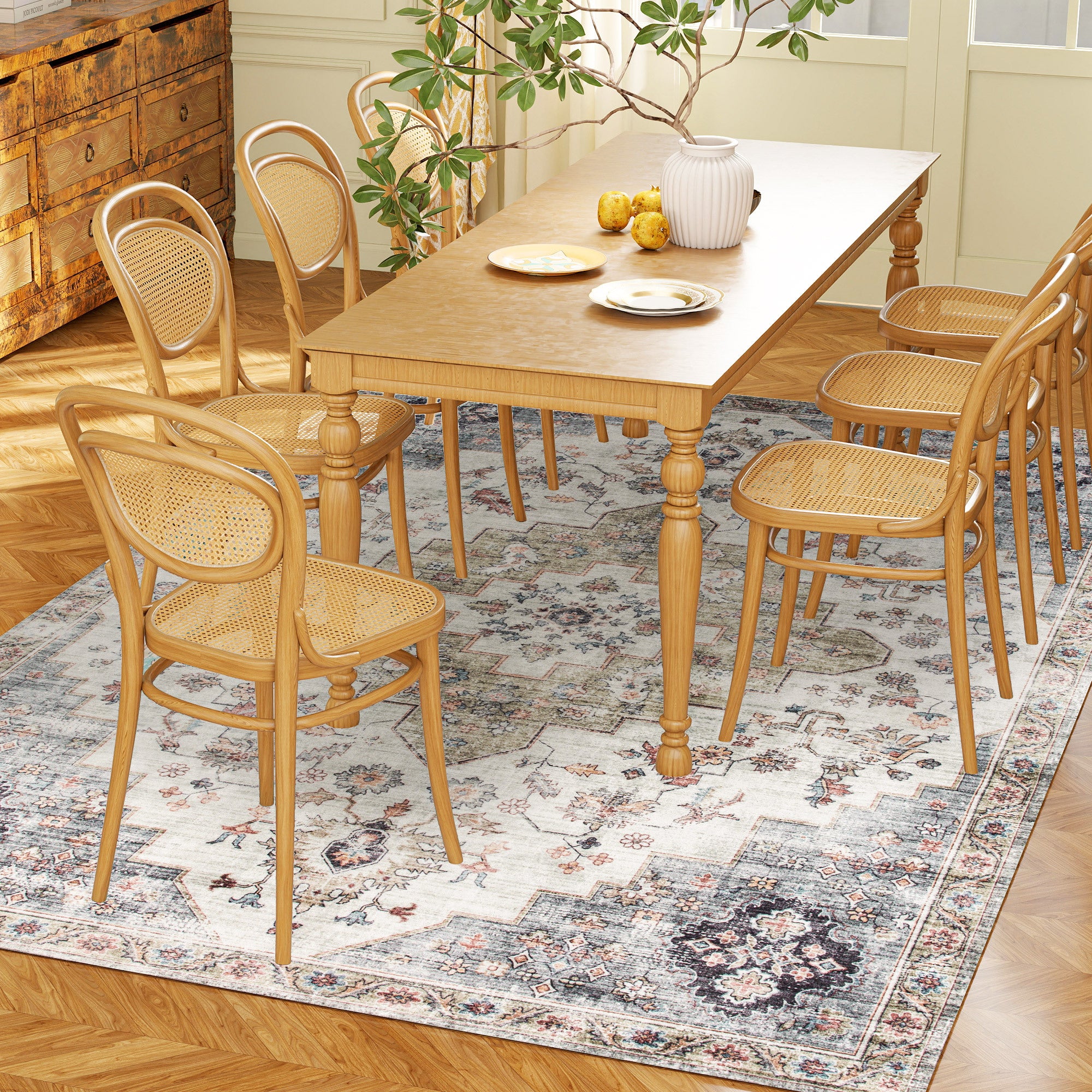 Vintage 4x6 Washable Area Rug | Non-Slip Carpet for Home