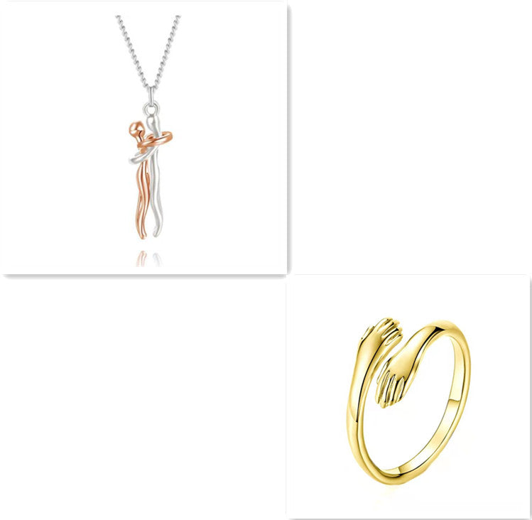 Love Hug Necklace – Romantic Couple Pendant for Men & Women