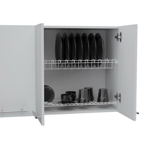 Modern Wall Cabinet with Double Doors & Internal Shelves – White Finish (Fast 3–5 Day US Shipping)