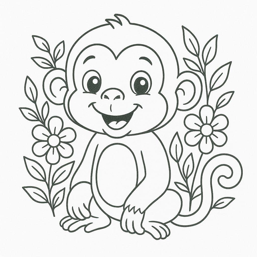 Happy Tails & chirpy Wings - 80 pages printable Animal coloring Book for kids/ Cute smiling Animals and birds /instant download PDF