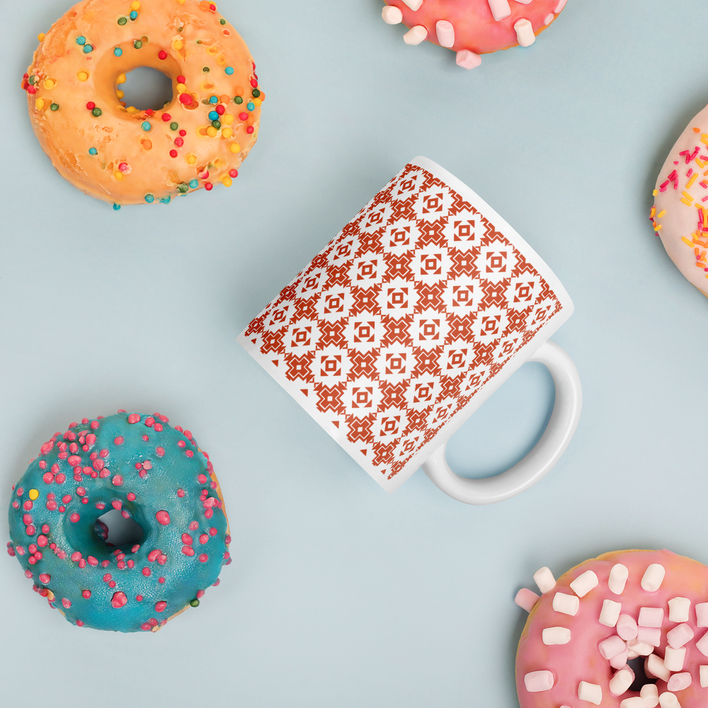 Sindhi Heritage Mug -Ceramic Cup with Ajrak Motif Pattern