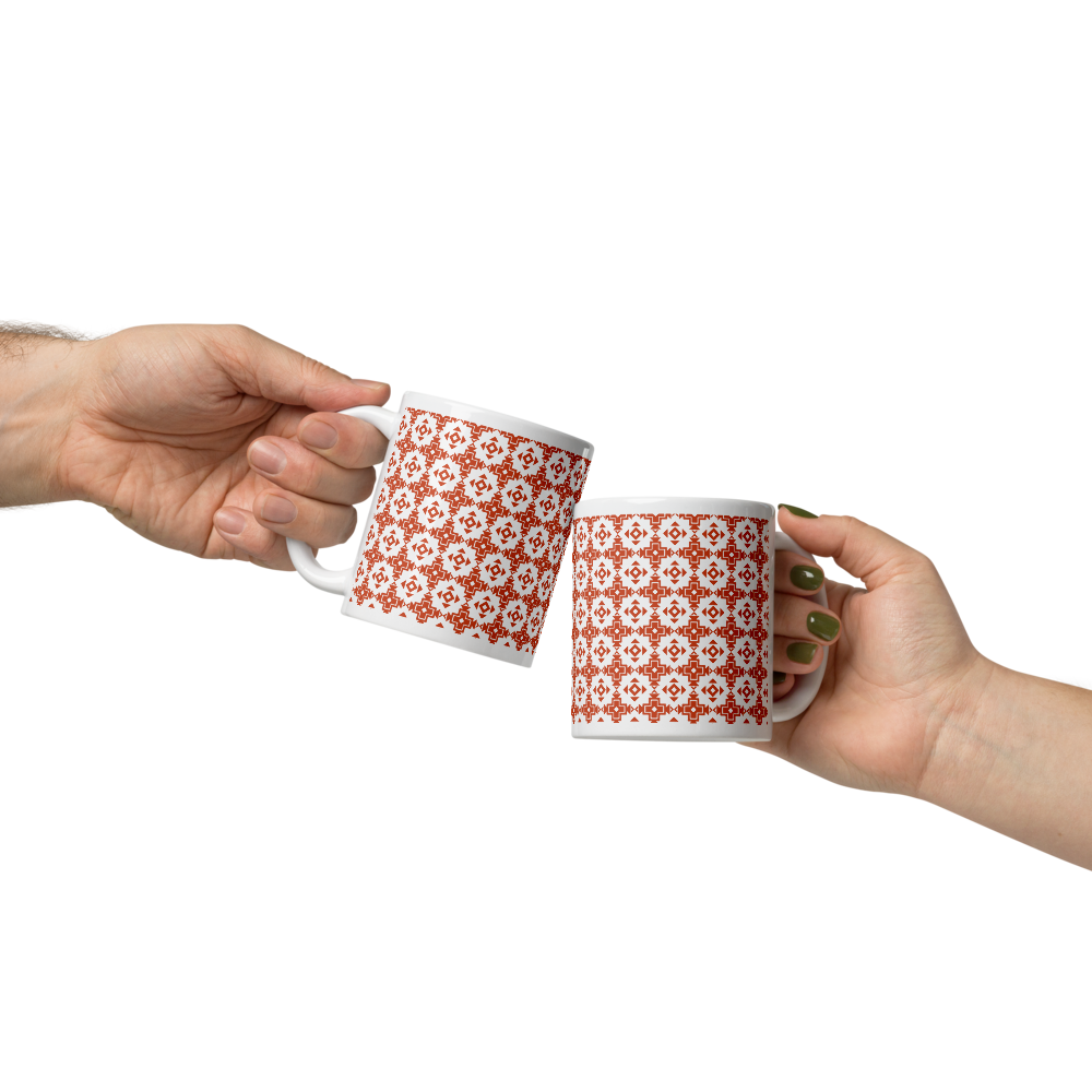 Sindhi Heritage Mug -Ceramic Cup with Ajrak Motif Pattern