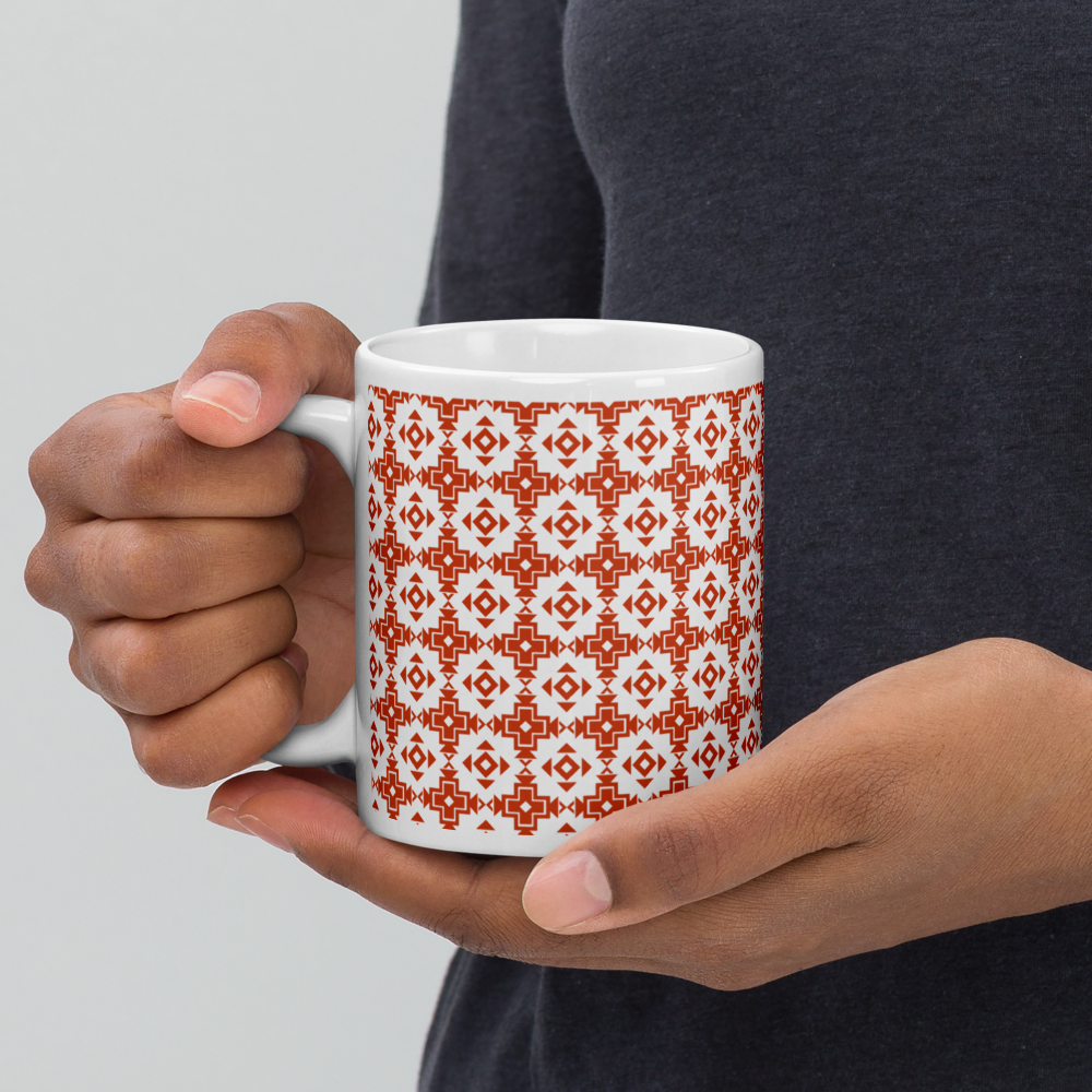 Sindhi Heritage Mug -Ceramic Cup with Ajrak Motif Pattern
